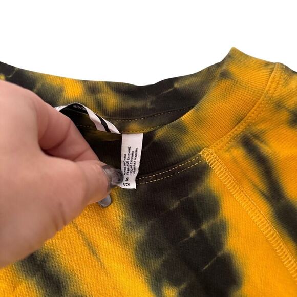 DKNY Sport Yellow Black Tie-Dye Logo Sweatshirt Small NWT - Picture 8 of 9